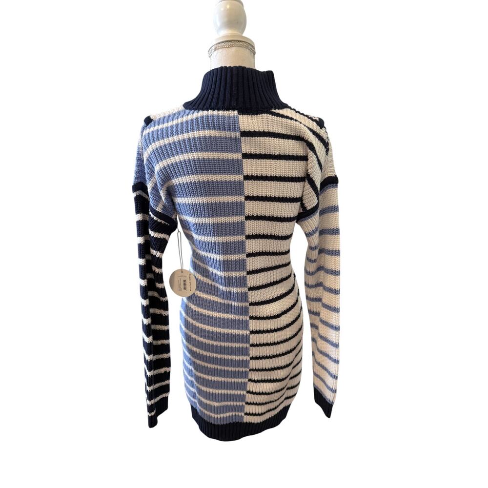 Staud Mini Hampton Striped Sweater Dress Blue M - Picture 8 of 11